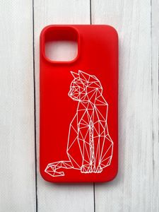 Матовий чохол на iPhone 15 Червоний :: Котик (принт 125)