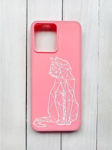 Матовий чохол на Xiaomi Redmi 12 Рожевий :: Котик (принт 125)