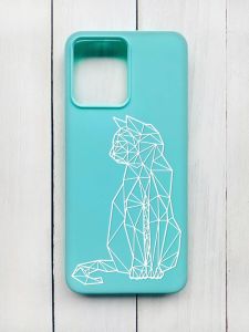 Матовий чохол на Xiaomi Redmi 12 Бірюзовий :: Котик (принт 125)