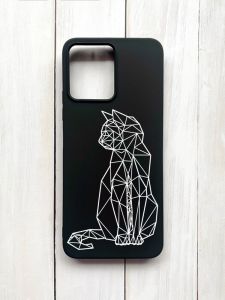 Матовий чохол на Xiaomi Redmi 12 Чорний :: Котик (принт 125)