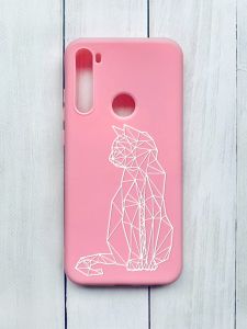 Матовий чохол на Xiaomi Redmi Note 8T Рожевий :: Котик (принт 125)