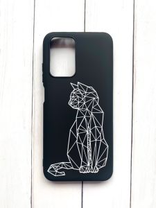 Матовий чохол на Xiaomi Redmi 10 Чорний :: Котик (принт 125)
