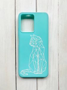 Матовий чохол на Xiaomi Redmi Note 12 Бірюзовий :: Котик (принт 125)