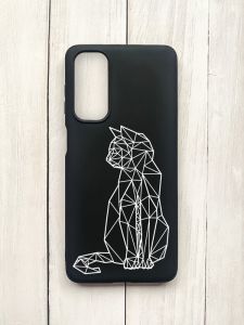 Матовий чохол на Samsung Galaxy M54 Чорний :: Котик (принт 125)