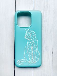 Матовий чохол на Xiaomi Redmi 12C Бірюзовий :: Котик (принт 125)