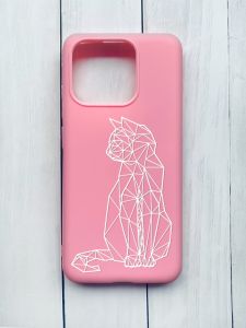 Матовий чохол на Xiaomi Redmi 12C Рожевий :: Котик (принт 125)