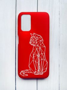 Матовий чохол на Xiaomi Redmi 9T Червоний :: Котик (принт 125)
