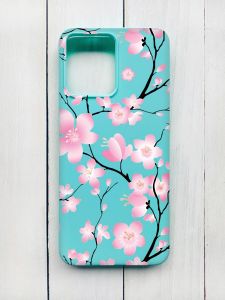 Матовий чохол на Xiaomi Redmi 12 Бірюзовий :: Квітуча сакура (принт 282)