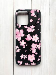 Матовий чохол на Xiaomi Redmi 12 Чорний :: Квітуча сакура (принт 282)