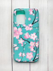 Матовий чохол на Xiaomi Redmi 10 Бірюзовий :: Квітуча сакура (принт 282)
