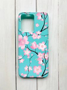Матовий чохол на Xiaomi Redmi Note 12 Бірюзовий :: Квітуча сакура (принт 282)