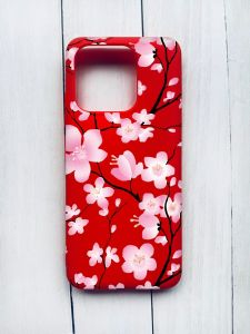 Матовий чохол на Xiaomi Redmi 12C Червоний :: Квітуча сакура (принт 282)