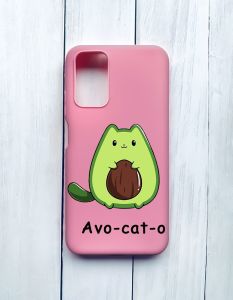 Матовий чохол на Xiaomi Redmi 9T Рожевий :: Котик Авокадо (принт 306)