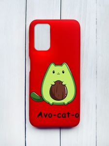 Матовий чохол на Xiaomi Redmi 9T Червоний :: Котик Авокадо (принт 306)