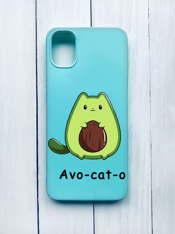 Матовий чохол на Samsung Galaxy A05 (A055) Бірюзовий :: Котик Авокадо (принт 306)