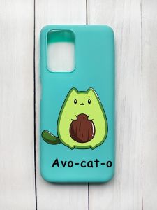 Матовий чохол на Xiaomi Redmi 10 Бірюзовий :: Котик Авокадо (принт 306)
