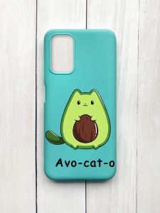 Матовий чохол на Xiaomi Redmi 9T Бірюзовий :: Котик Авокадо (принт 306)