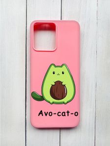 Матовий чохол на Xiaomi Redmi 12 Рожевий :: Котик Авокадо (принт 306)