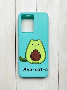 Матовий чохол на Xiaomi Redmi Note 12 Бірюзовий :: Котик Авокадо (принт 306)
