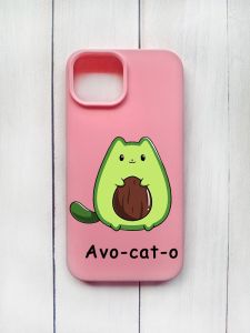 Матовий чохол на iPhone 15 Рожевий :: Котик Авокадо (принт 306)