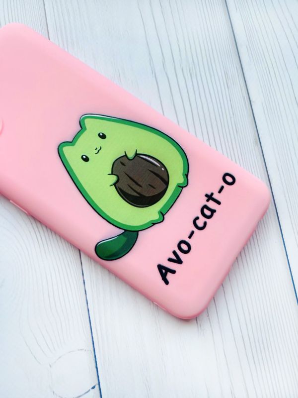 Матовий чохол на iPhone 15 Рожевий :: Котик Авокадо (принт 306)