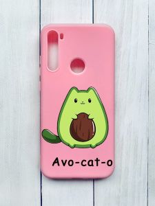 Матовий чохол на Xiaomi Redmi Note 8T Рожевий :: Котик Авокадо (принт 306)