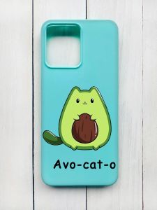 Матовий чохол на Xiaomi Redmi 12 Бірюзовий :: Котик Авокадо (принт 306)