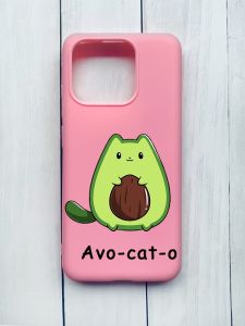 Матовий чохол на Xiaomi Redmi 12C Рожевий :: Котик Авокадо (принт 306)