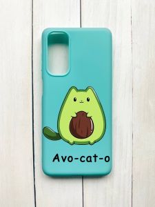 Матовий чохол на Samsung Galaxy M54 Бірюзовий :: Котик Авокадо (принт 306)