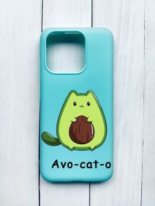 Матовий чохол на Xiaomi Redmi 12C Бірюзовий :: Котик Авокадо (принт 306)