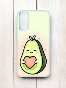 Матовий чохол з бірюзовими боками на Samsung A34 5G :: Кавай авокадо з сердечком (принт 310)