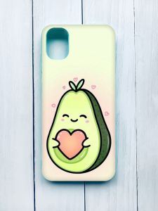 Матовий чохол з бірюзовими боками для Samsung Galaxy A51 (2020)/A515 :: Кавай авокадо з сердечком (принт 310)