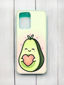 Матовий чохол з бірюзовими боками на Xiaomi Redmi 10 :: Кавай авокадо з сердечком (принт 310)