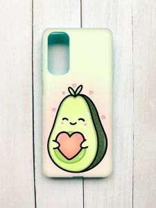 Матовий чохол з бірюзовими боками на Samsung Galaxy M54 :: Кавай авокадо з сердечком (принт 310)