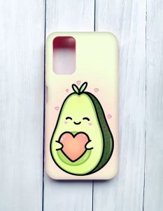 Матовий чохол з рожевими боками на Xiaomi Redmi 9T :: Кавай авокадо з сердечком (принт 310)