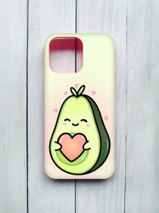 Матовий чохол з рожевими боками на iPhone 15 Pro Max :: Кавай авокадо з сердечком (принт 310)