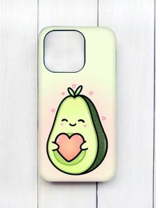 Матовий чохол з чорними боками на iPhone 15 Plus :: Кавай авокадо з сердечком (принт 310)