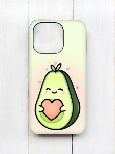 Матовий чохол з чорними боками на iPhone 15 Pro :: Кавай авокадо з сердечком (принт 310)