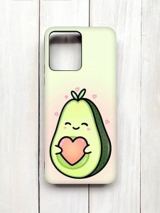 Матовий чохол з чорними боками на Xiaomi Redmi 12 :: Кавай авокадо з сердечком (принт 310)