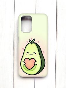 Матовий чохол з чорними боками на Xiaomi Redmi 10 :: Кавай авокадо з сердечком (принт 310)