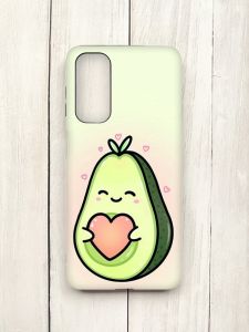Матовий чохол з чорними боками на Samsung Galaxy M54 :: Кавай авокадо з сердечком (принт 310)