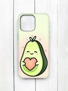 Матовий чохол з чорними боками на iPhone 15 Pro Max :: Кавай авокадо з сердечком (принт 310)