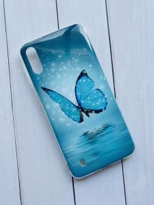 Силіконовий чохол з малюнком для Samsung Galaxy M10 Метелик блакитний