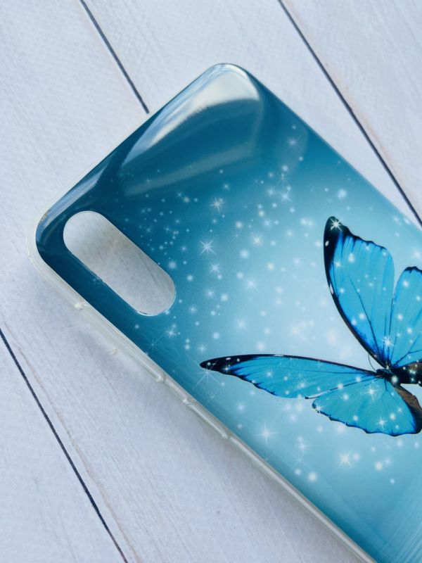 Силіконовий чохол з малюнком для Samsung Galaxy M10 Метелик блакитний
