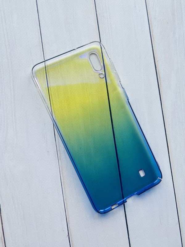 Пластиковий чохол для Samsung Galaxy M10 Градієнт прозорий; Жовто-голубий