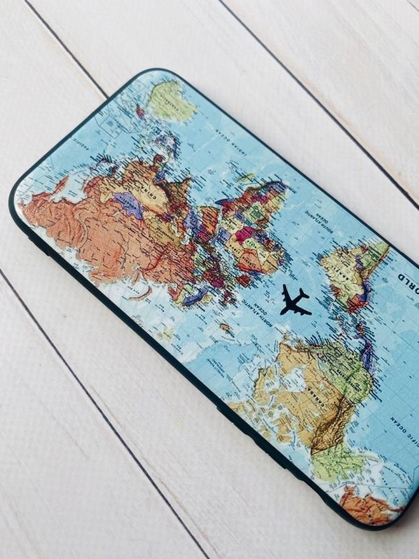 Матовий чохол з чорними боками на Samsung Galaxy A30 (2019) / A20 (2019) :: Карта світу (принт 318)