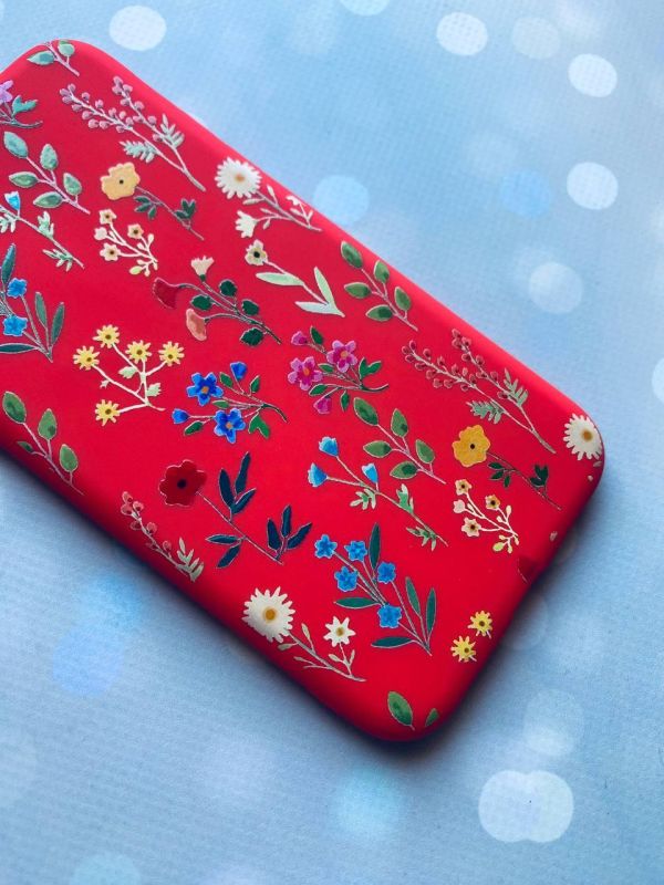 Матовий червоний чохол на Apple iPhone XR :: Квітковий фон (принт 269)