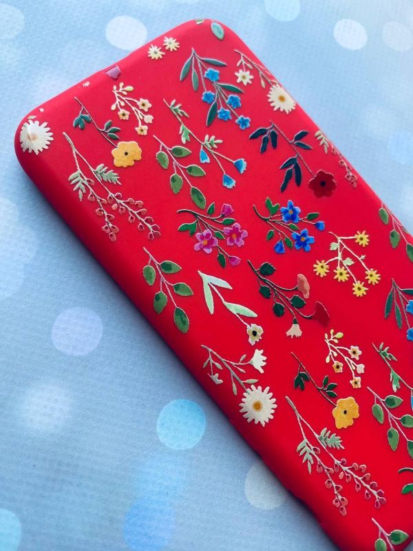 Матовий червоний чохол на Xiaomi Redmi 9C / 10A :: Квітковий фон (принт 269)