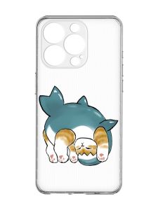 Прозорий чохол із захистом камери на  iPhone 15 Pro :: Котик акула (принт 378)