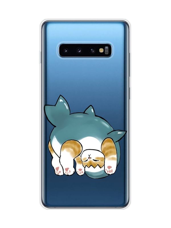 Прозорий чохол на Samsung Galaxy S10 Plus :: Котик акула (принт 378)